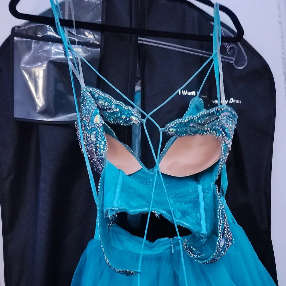 Blue Two Piece Prom Dress - Picture 5 of 5